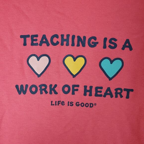 Life Is Good Womens Teaching Is A Work Of Heart LS Crew Sweatshirt Size Large - Picture 6 of 6